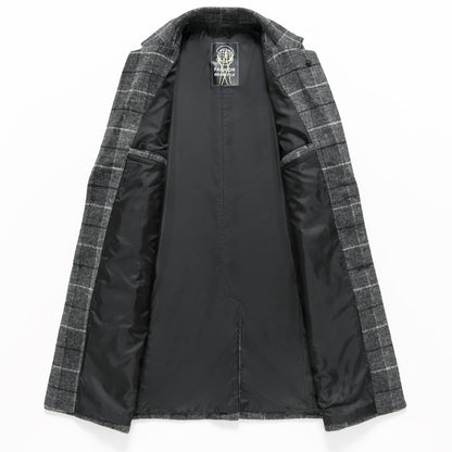 Manteau de laine mi-long de couleur unie pour homme, style chic décontracté
