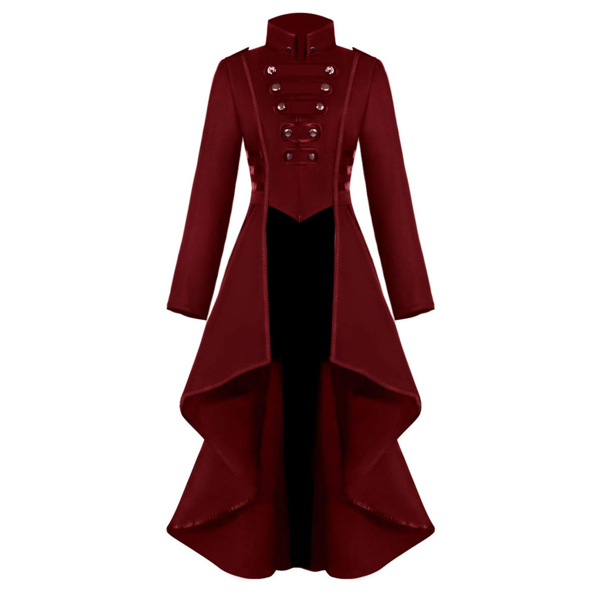 Renaissance Steampunk Tailcoat Halloween Costumes for Women Victorian Medieval Pirate Vampire Gothic Jacket Dress Viking Coats (XL Red)
