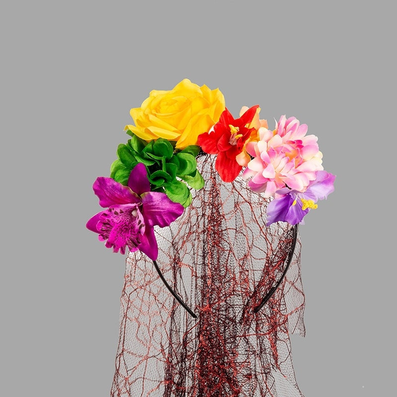 Rose Floral Headband for Day of the Dead Celebration