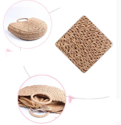 Women's Woven Straw Tote Bag for Summer Beach Trip