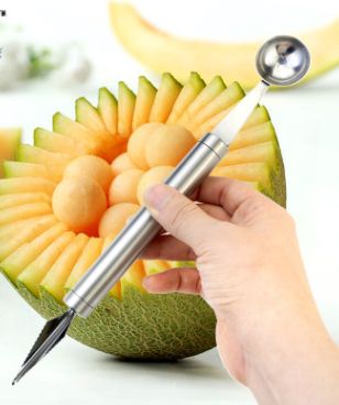 Stainless Steel Fruit Melon Baller and Carving Knife