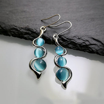 Blue Bohemian Curved Wave Earrings - Direct from Factory
