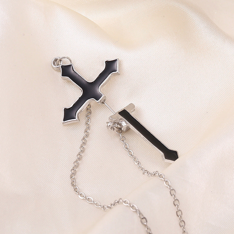 Fashionable Exaggerated Bunny Cross Chain Earrings