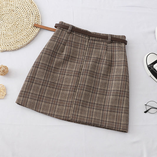 A-line Short Plaid Autumn Skirt