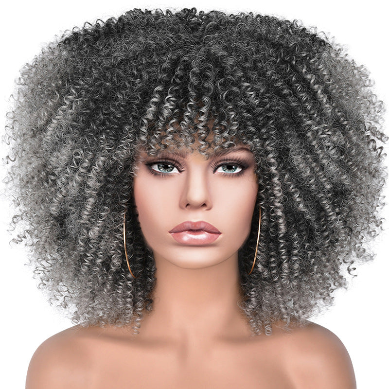 New Short Curly African American Wigs with Rose Net