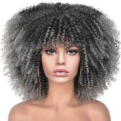 New Short Curly African American Wigs with Rose Net