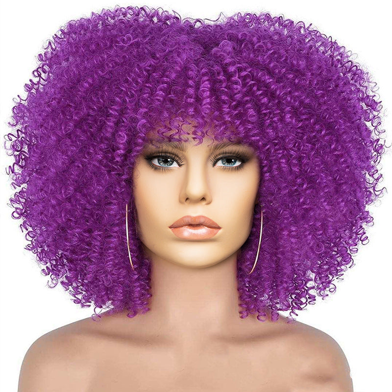 New Short Curly African American Wigs with Rose Net