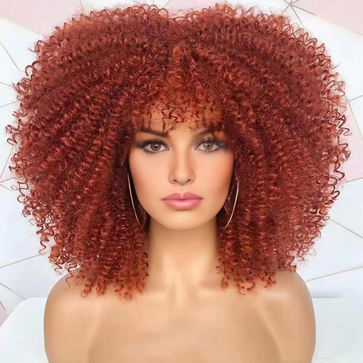 New Short Curly African American Wigs with Rose Net