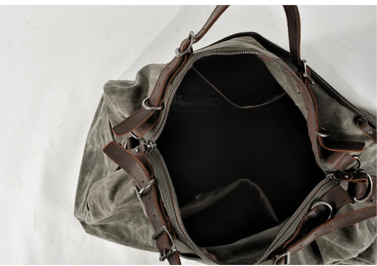 Retro Waxed Canvas Gym Duffel Bag