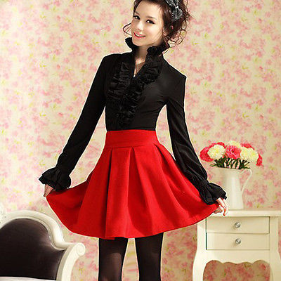 Victorian Ruffle Long Sleeve Pleated Women's Shirt