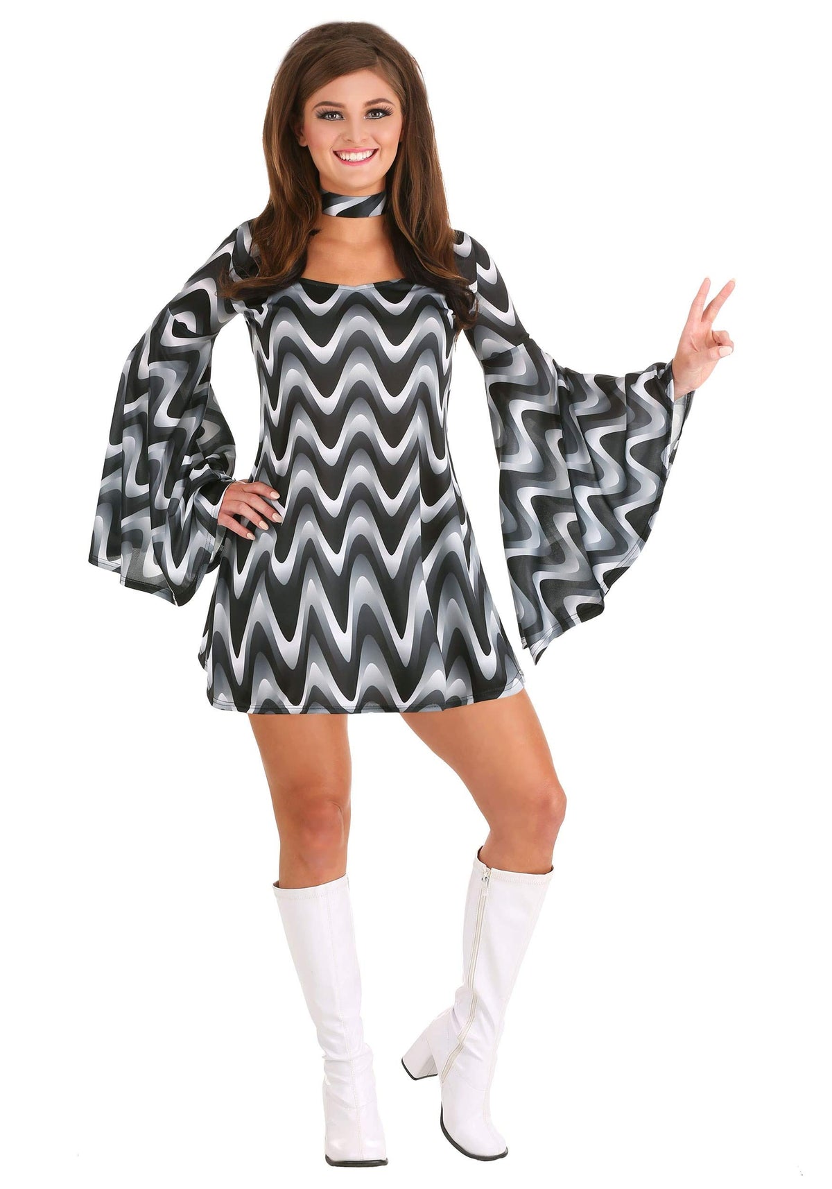 Fun Costumes Womens Disco Costume | 70s Outfit for Halloween and Dress Up Play Pretend | Adult Groovy Dress Large Black