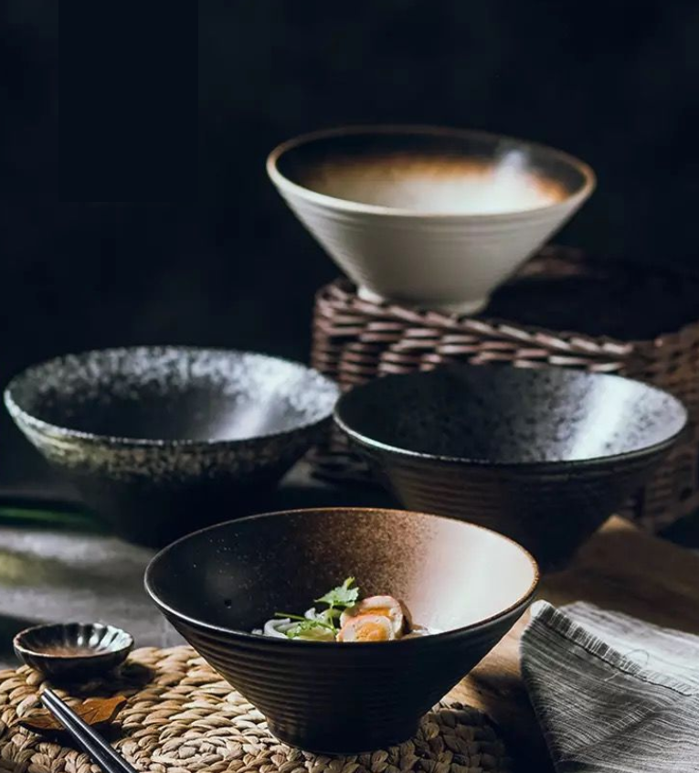 Japanese Ceramic Bowls Set for Ramen, Rice, and Soup