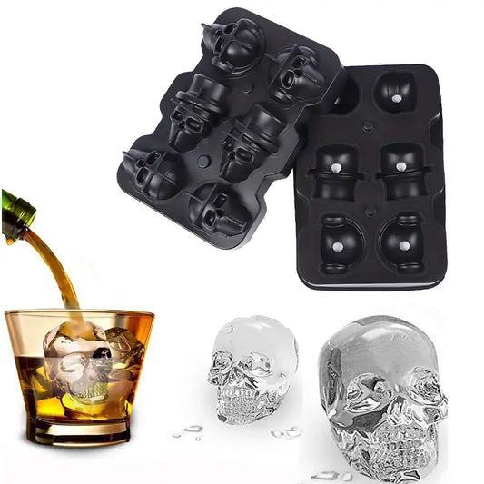 3D Skull Silicone Ice Cube Mold for Halloween & Whiskey