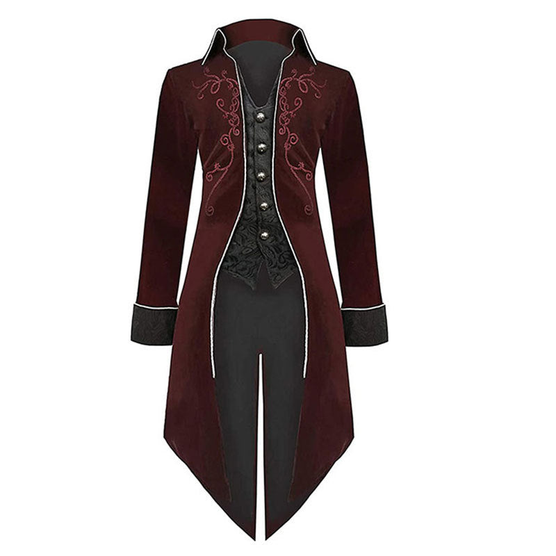 Halloween Swallowtail Vintage Punk Coat - Mid-Length