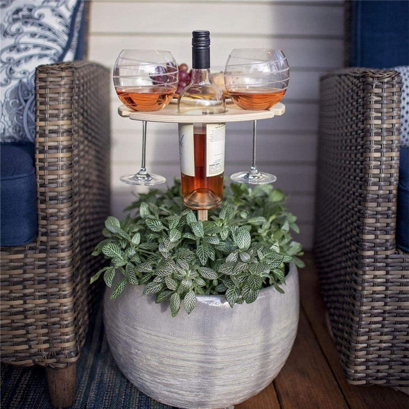 Table à vin ronde pliable en bois pour l'extérieur