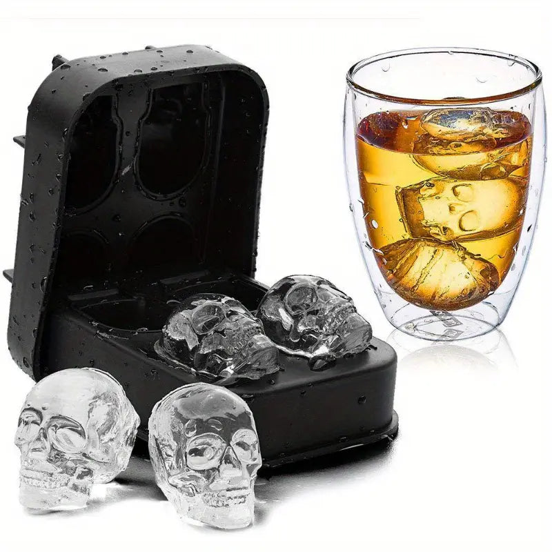 3D Skull Silicone Ice Cube Mold for Halloween & Whiskey