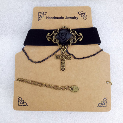 Gothic Cross Necklace with Punk and Japanese Style