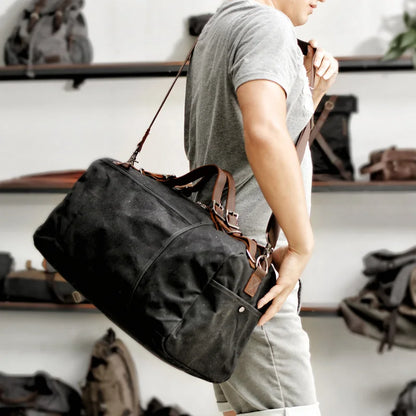 Retro Waxed Canvas Gym Duffel Bag
