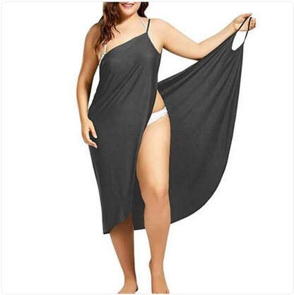 Solid Color Cross-Strap Beach Dress