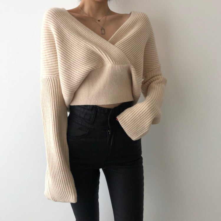 Women's Cross V-Neck Warm Sweater