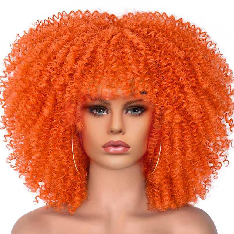 New Short Curly African American Wigs with Rose Net