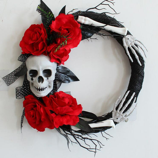 Rose Skull Garland Wreath for Home Holiday Decoration