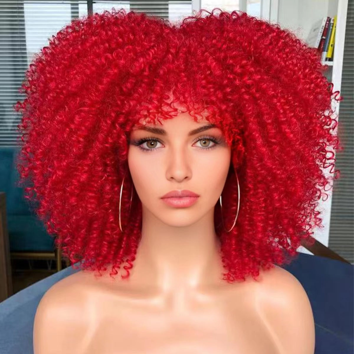 New Short Curly African American Wigs with Rose Net