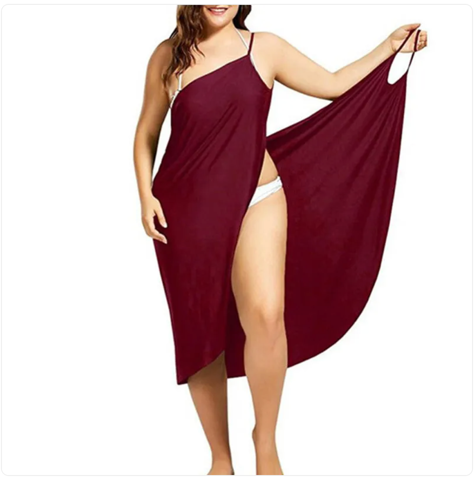 Solid Color Cross-Strap Beach Dress