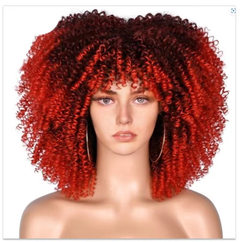 New Short Curly African American Wigs with Rose Net