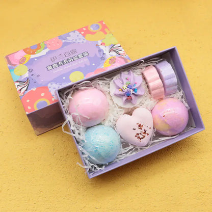 7-Pack Kids Fun Bath Bomb Gift Set with Bubble Salt
