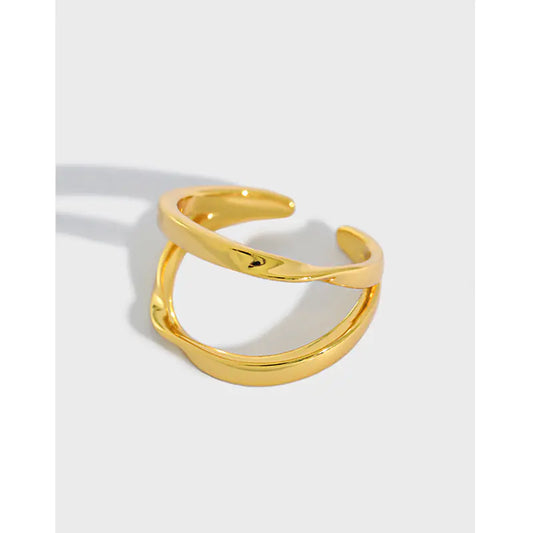 Minimalist Gold Double Twisted Line Ring for Women