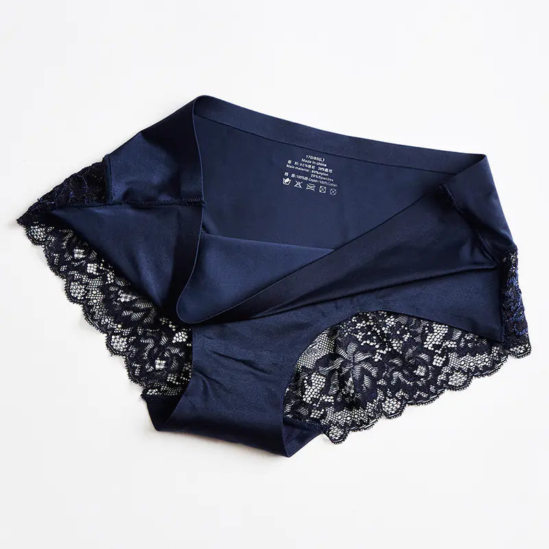 Luxury Pearl Lace Panties, Seamless Women's Briefs