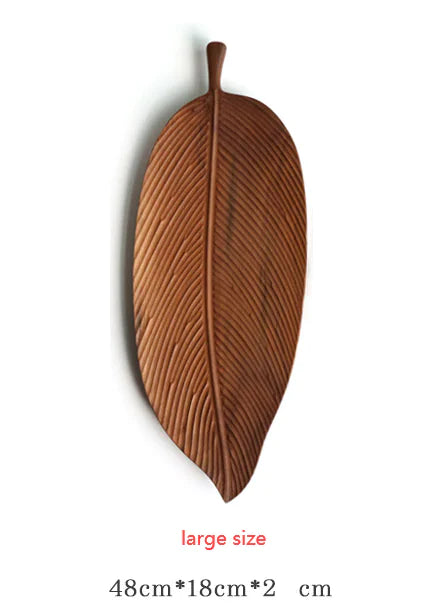 Walnut and Peach Wood Leaf Shaped Tea Tray