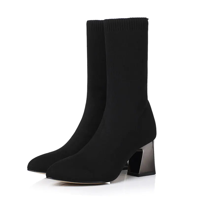 Bottines décontractées à talons épais pour femme