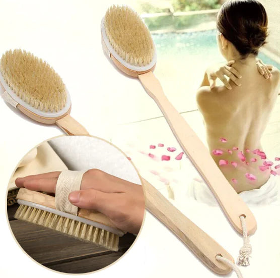 Brosse de bain à long manche en soies naturelles
