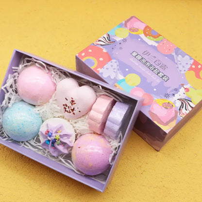 7-Pack Kids Fun Bath Bomb Gift Set with Bubble Salt