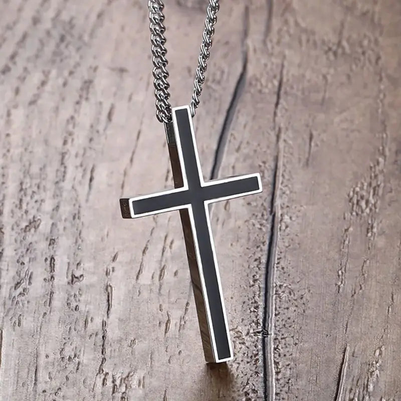 Minimalist Black Cross Necklace
