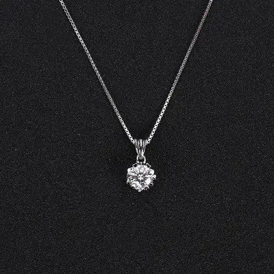 Minimalist Moissanite Necklace with Silver-Plated Chain