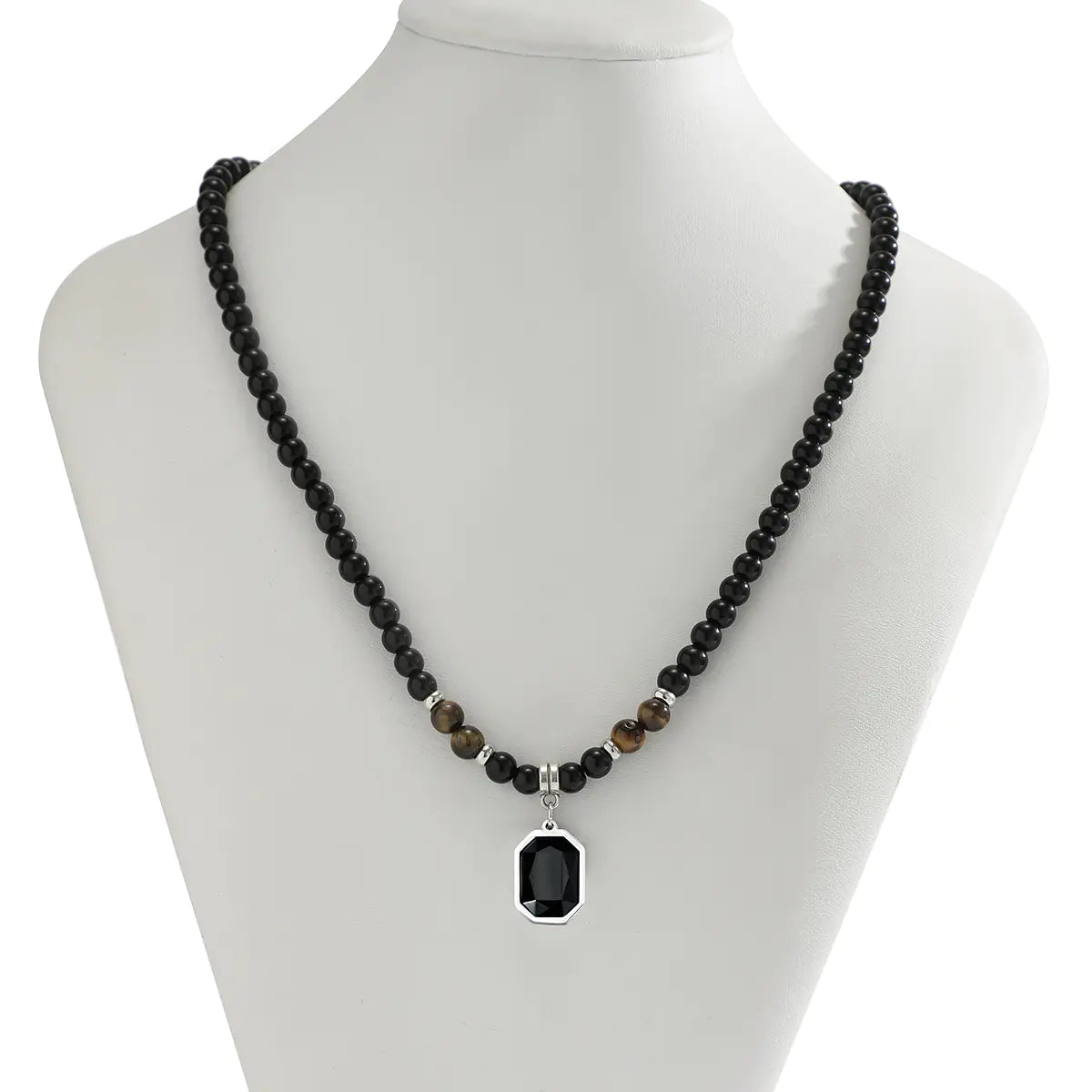 Collier pendentif onyx noir pour homme