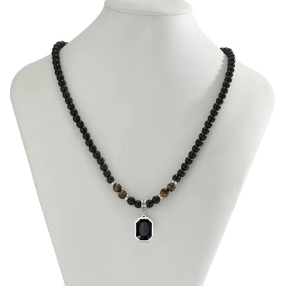 Collier pendentif onyx noir pour homme