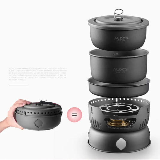 High-Quality 10-Piece Portable Camping Pot Set