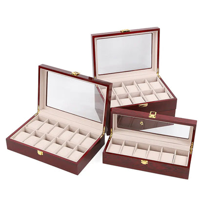 Boîte à montres en bois à double niveau pour 10 à 20 montres