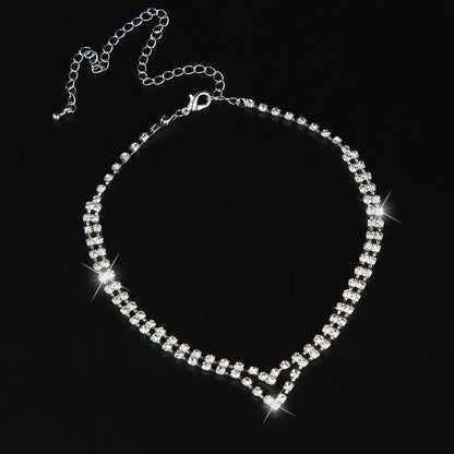 신부 라인스톤 목걸이 및 귀걸이 세트