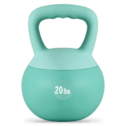DlandHome Kettlebell 20lbs Mint Green Iron PVC Filled Soft Kettlebell-Weights for Strength Training Full Body Workout