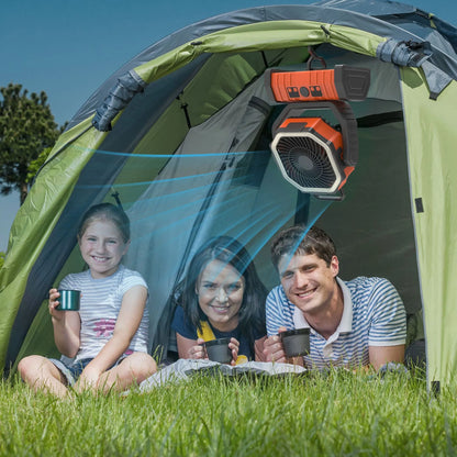 Ventilateur de camping extérieur avec batterie externe et lumière LED