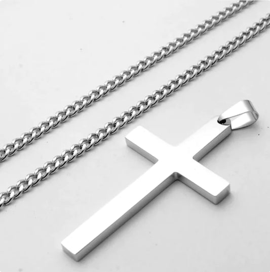 Minimalist Titanium Steel Cross Pendant Necklace