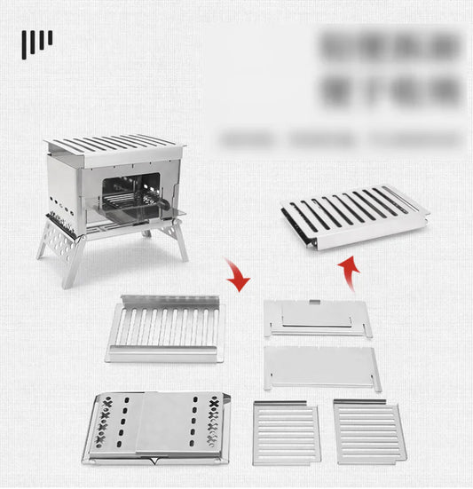 Portable Stainless Steel Camping Grill and Fire Pit
