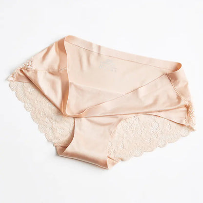 Luxury Pearl Lace Panties, Seamless Women's Briefs