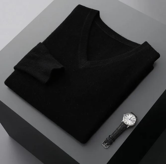 Pull en maille col V pour homme