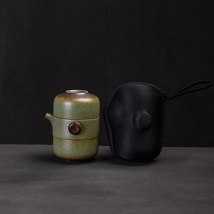 Service à thé de voyage en céramique noire avec théière et tasses